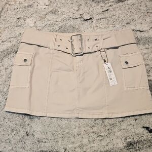 Garage Beige Mini Cargo Skirt with Belt